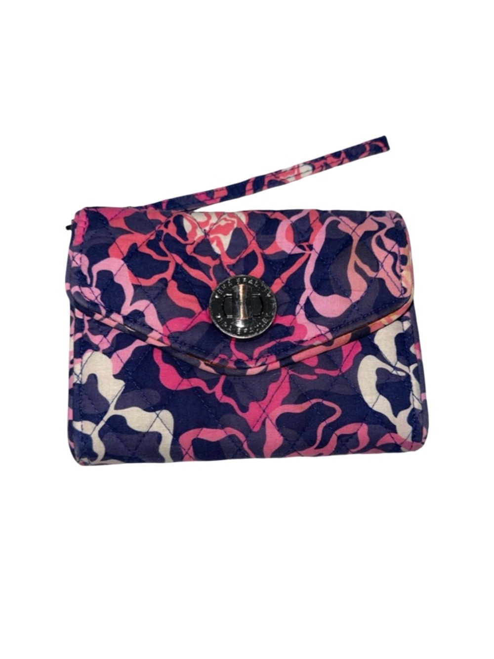 Vera Bradley Wristlet Wallet Pink Purple Floral Cotton AS IS